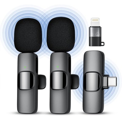 Mini Lavalier Ansteckmikrofon Wireless Microphone mit USB-C & Lightning
