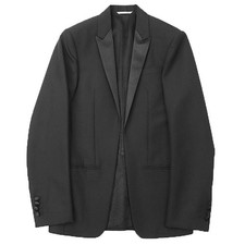 DIOR HOMME Tailored Jacket Open Front Wool  Mohair Men Size 46 Black