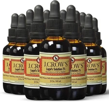 J.CROW'S Lugol's Solution of Iodine 2% 2 oz (12 Bottles)