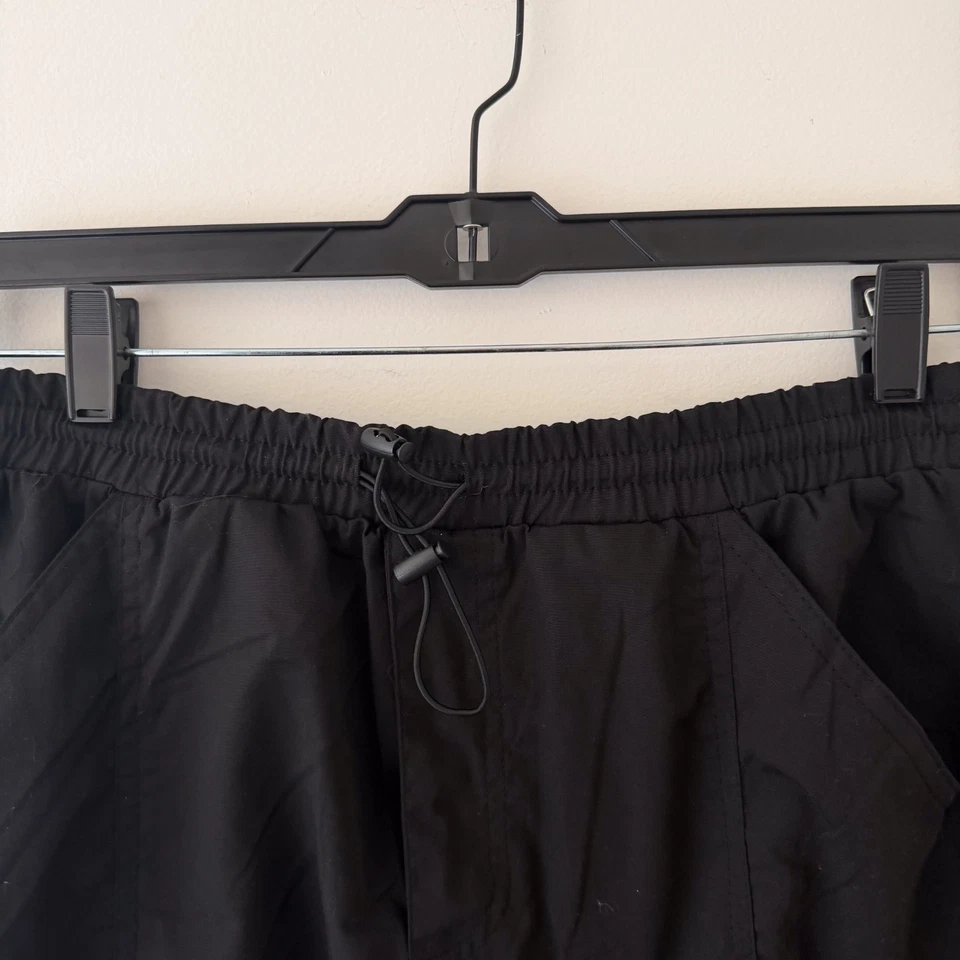 Black Cargo Parachute Skirt Drawstring Hem Y2K Grunge Cyber Punk Utility L - Image 4 of 4