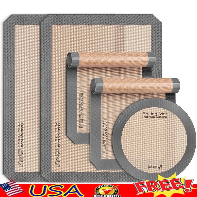 Silicone Baking Mat Nonstick Reusable Heat Resistant Cookie Sheet Set Premium US