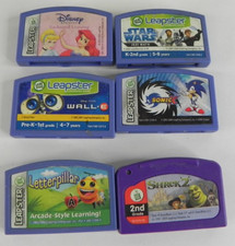 Lot of 6 Leap Frog Leapster Leap Learning Game Cartridges - Sonic X, Star Wars,