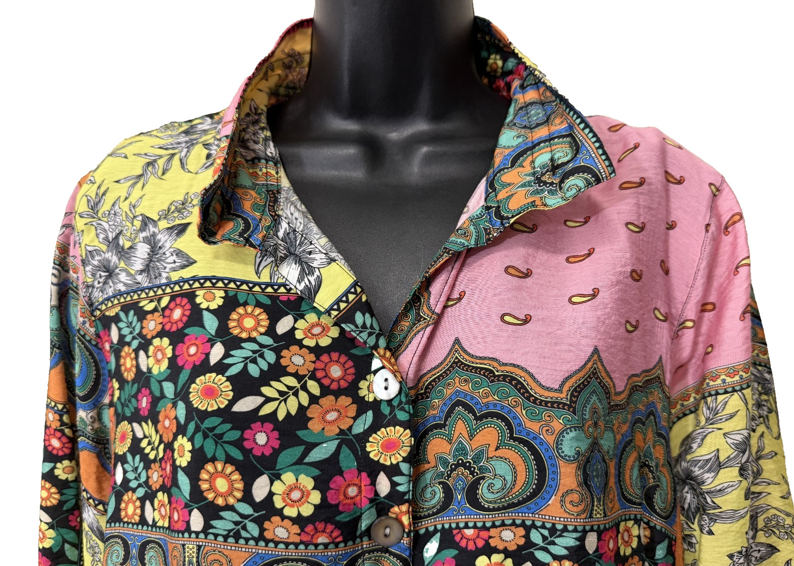 John Mark Floral Mixed Print Patchwork Tunic Top … - image 2