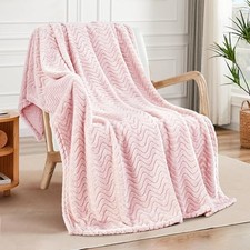 Throw Blanket for Couch, Cozy Lightweight Fleece Throw  50x70 IN  Light Pink