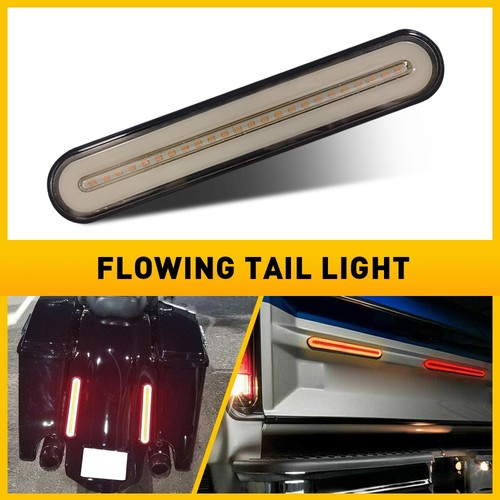 2X LED Flowing Amber Stop Brake Turn Signal Tail Light Bar Strip