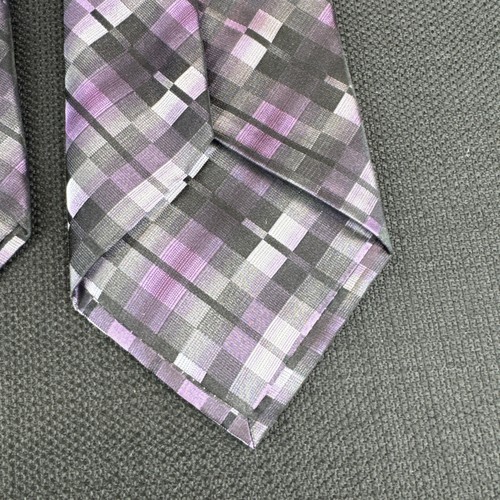 Calvin Klein Purple Geometric X-long Men's Tie 100% Silk 62"x3.75" XL Necktie - Picture 9 of 12