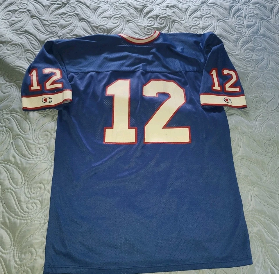 Camiseta de fútbol americano Jim Kelly #12 Buffalo Bills CAMPEÓN vintage de la NFL talla 48 Foto 4 de 4