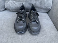 Alexander McQueen Men's Tread Slick Leather Sneakers Size 44 EU / 11 US Black