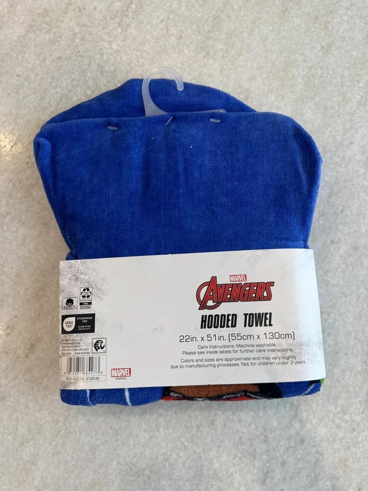 Toalla con capucha Marvel 100 % algodón 22 pulgadas X 51 pulgadas Azul Foto 3 de 3