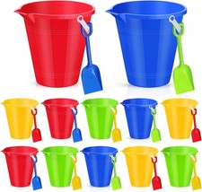 12 Set 9 Inch Beach Sand Buckets and Shovels Set Includes Large Sand Buckets
