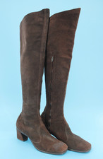 VTG Women's 60s Tall Dark Brown Suede Leather GoGo Boots 1960s Sz 9 M