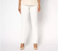Belle Kim Gravel Ponte Hollywood Waist Full Length Pants-Cream-Reg 2-NEW-A667603
