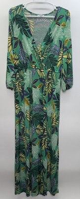 Iris Tropical Resortwear Maxi Dress Surplice Stretch Maximalist Beach Cruise 2X 
