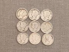 1920 - 1945 USA - 9 pc. Mercury Dimes - .900 Silver Coins - Various Conditions