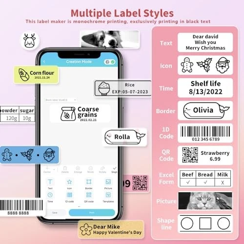 Bluetooth Mini Label Printer D30 Portable Handheld Pink Label Maker Machine
