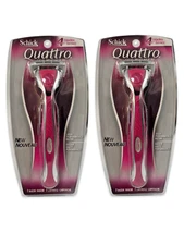 2 pack Schick Quattro Razor Shaver New 1 Handle & 1 Cartridge FAST FREE SHIPPING