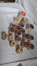 Vintage Empty WOODEN SEWING THREAD SPOOLS - GUC great for crafts - Lot of 19