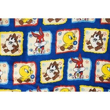 Baby Looney Tunes 59" x 60" Handmade Blanket Baby Bugs Tweety Taz Vtg 90s READ