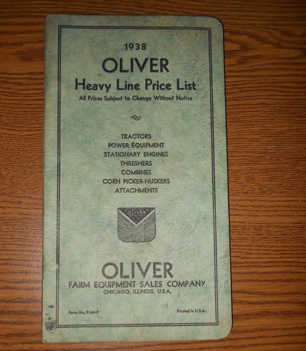 1938 Oliver Heavy Line Price List  - Picture 1 of 5