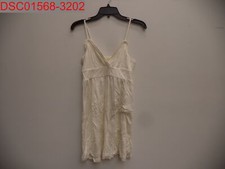 24/7 Comfort Apparel Women's Ivory Spaghetti Strap Mini Summer Dress, Size M