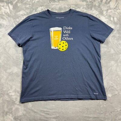 LIFE IS GOOD Men's Dinks Well Beer Crusher-LITE Tee SZ XL Blue