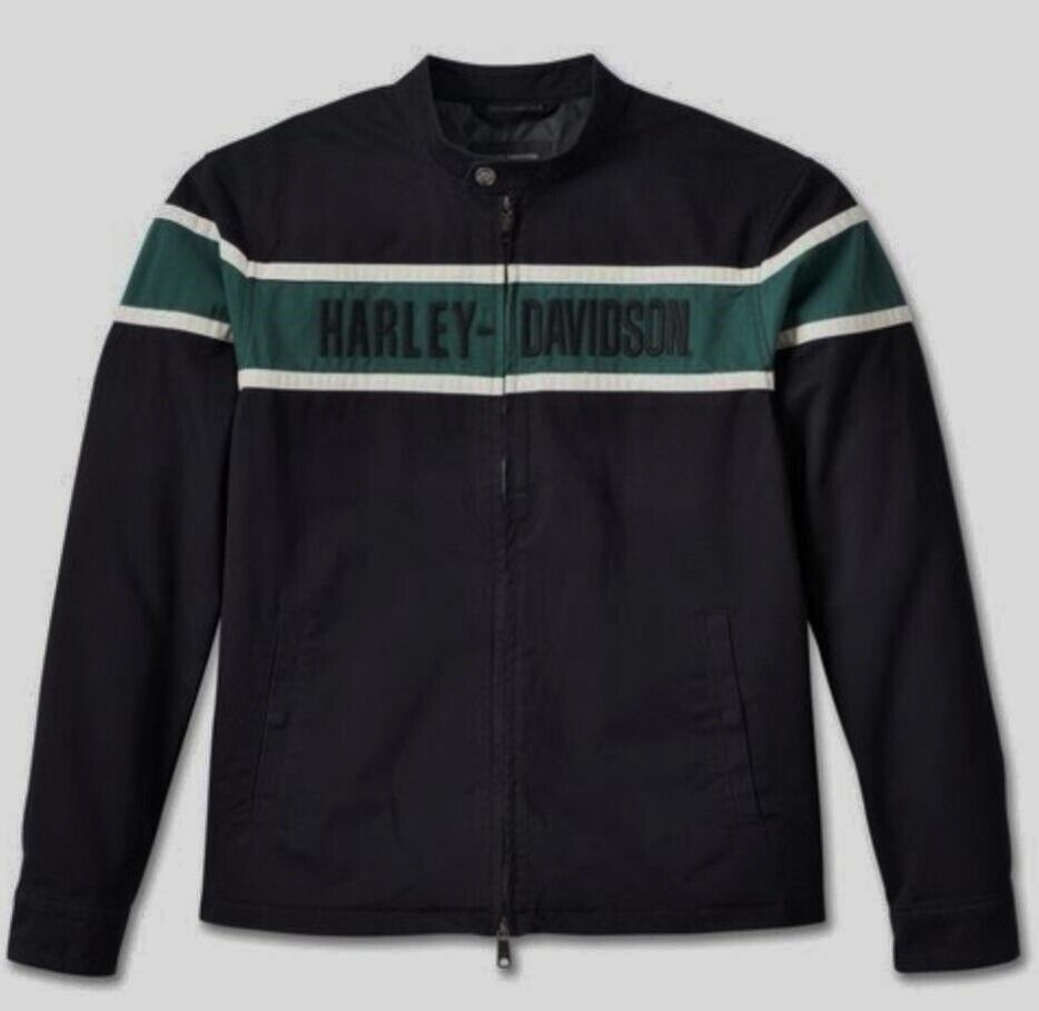 Harley Davidson Men's Woven Zip Front Colorblocked Black Harley Davidson Men's Woven Zip Front Colorblocked Black