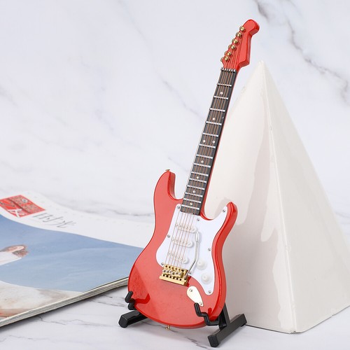 Miniature Red Electric Guitar Model Musical Instrument Ornament Gift Supply - Picture 8 of 11