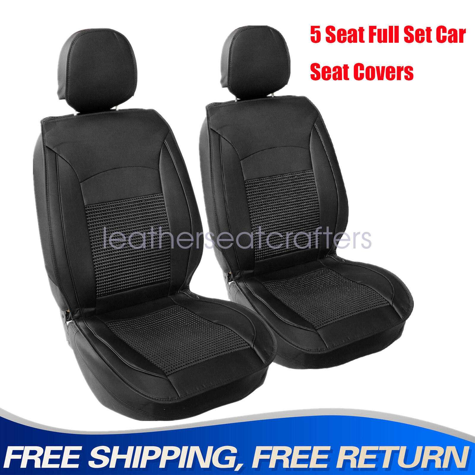 PU Leather Front & Rear Seat Cover Cushion Black For 2021 2022 Toyota Tacoma US