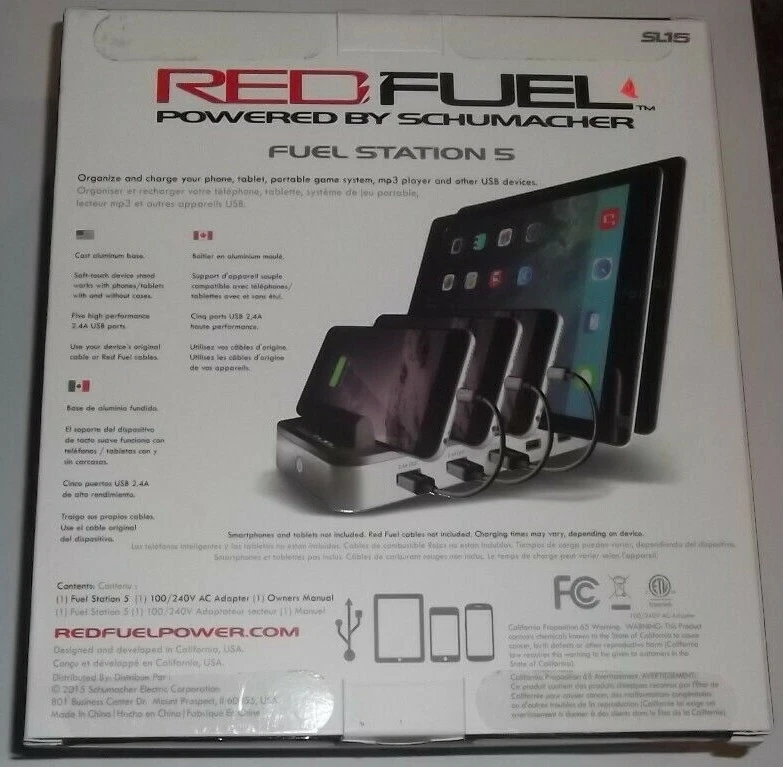 SCHUMACHER FAMILY RED-FUEL FUEL STATION 5 2.4A FAST 5 USB CHARGING STATION SL15 - Image 2 of 4