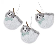 🎄Winter Wonder Lane Sloth Fabric Ornaments 4x3.5x2 🌟Set Of 3🌟