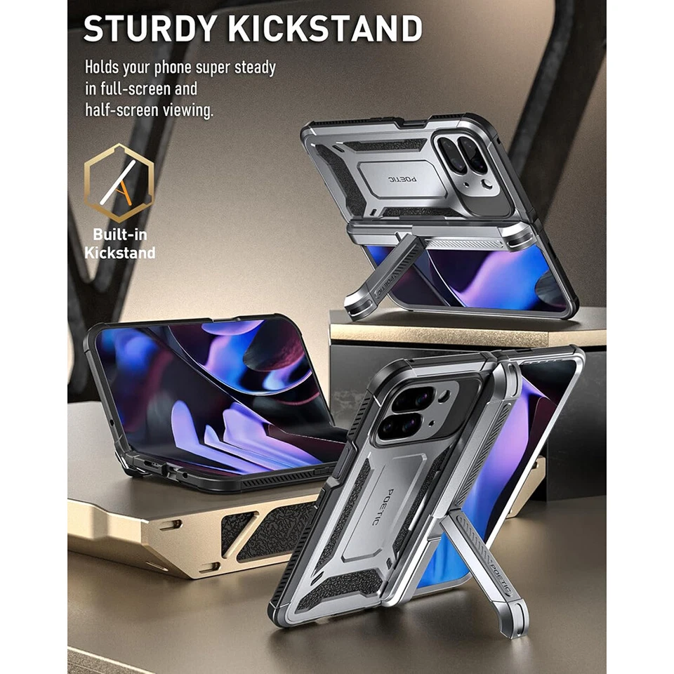 For Google Pixel 9 Pro Fold 5G Case Poetic with Kickstand Shockproof Cover - Image 4 of 4