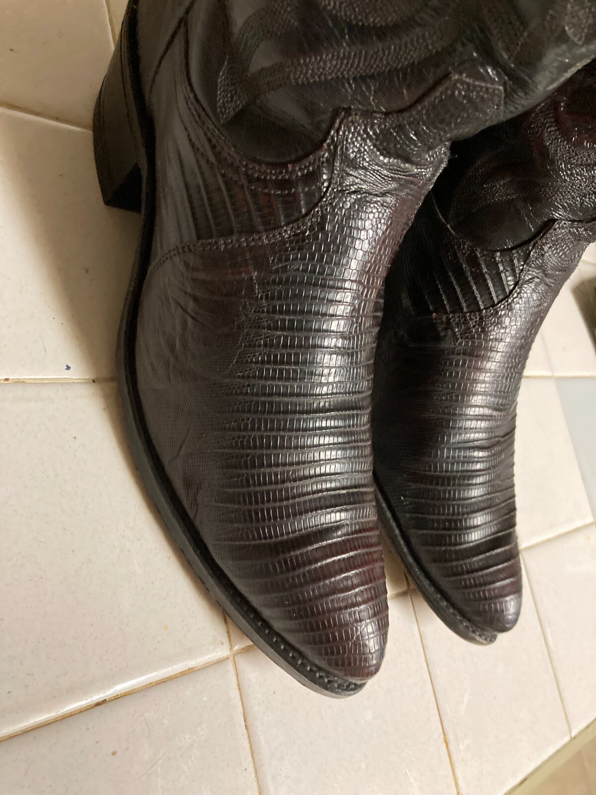 DAN POST BLACK CHERRY LIZARD LEATHER WESTERN COWB… - image 4