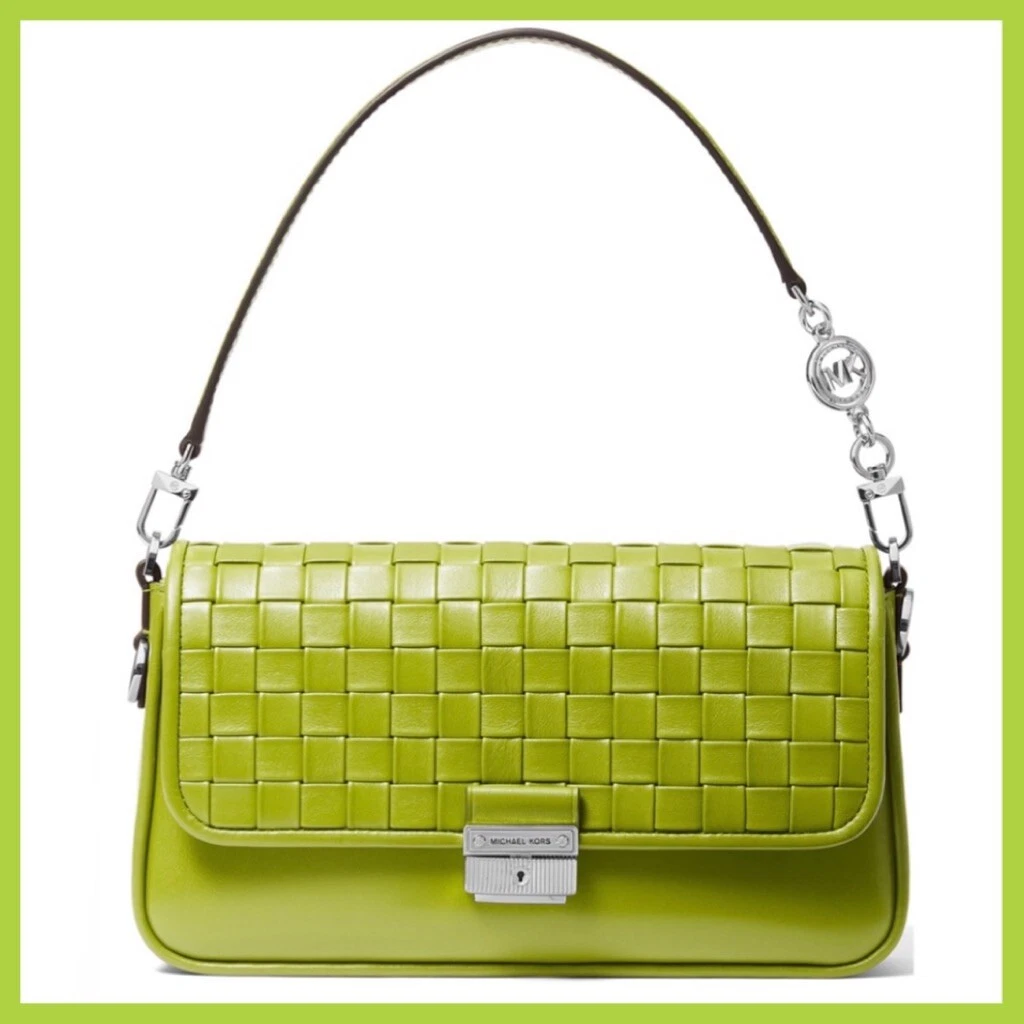 Michael Kors - Bradshaw Woven Leather Convertible Shoulder Bag (Color:  Lime) HANDBAG REVIEW!! 