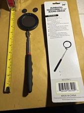 Inspection Mirror Telescoping with LED Light, 34" Extension, 8-1/2” Closed 2 Bat