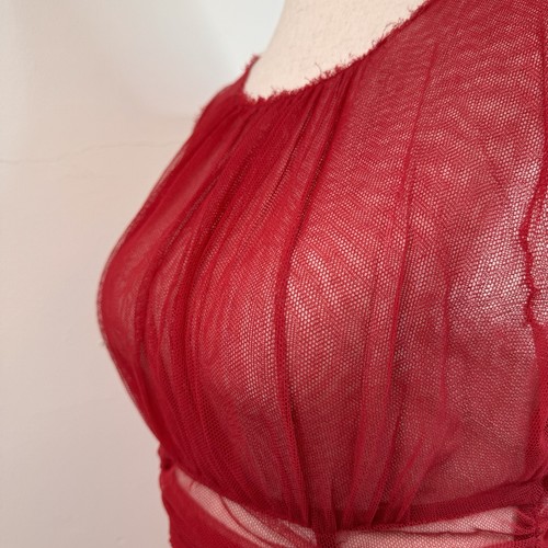 Dolce & Gabbana Womens Top Cherry Red Mesh Ruched Sheer Coquette Italy 40 IT - Picture 6 of 15
