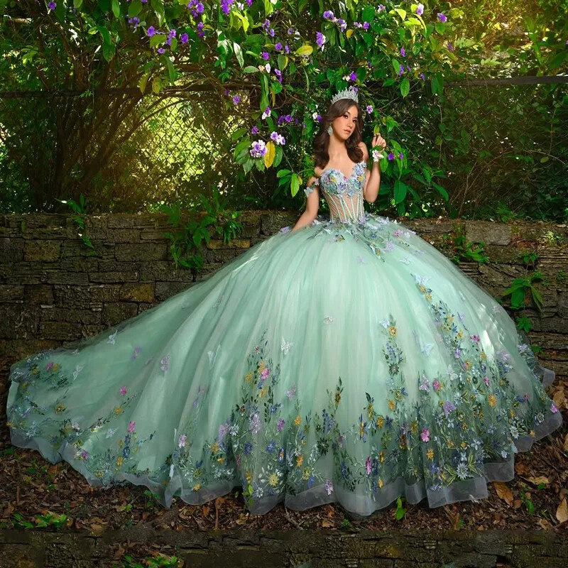 slim fit dress slacks Long Floral Ball Gown Glitter Quinceañera Dress by LaDivine 15702 – The  Dress Outlet main image 0