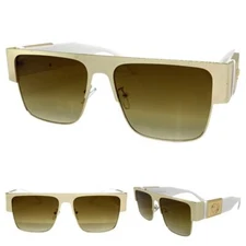 CLASSIC Retro Hip Hop Rapper Pimp Style SUNGLASSES Big Square Gold & White Frame