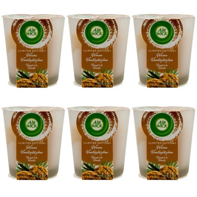 Air Wick Duftkerze Warme Vanilleplätzchen 6 x 105g bis zu 20h Brenndauer Winter - Bild 1 von 2