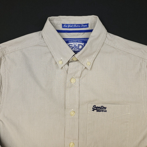 Superdry Shirt SMALL Slim Fit VERY SNUG Grey Mens Long Sleeve Check Cotton 100% - Picture 6 of 14