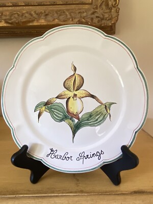 Faiencerie D`Art Malicorne Pottery Plate Bluff Gardens HARBOR SPRINGS 8 3/8 READ