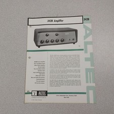 Vintage 60s Altec Spec Sheet 342B Amplifier Sound System Engineers VG READ
