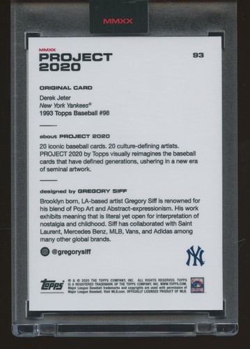 Derek Jeter 2020 Topps Project 2020 1993 Topps /24908 Ermsy #107 HOF - Bild 2 von 2