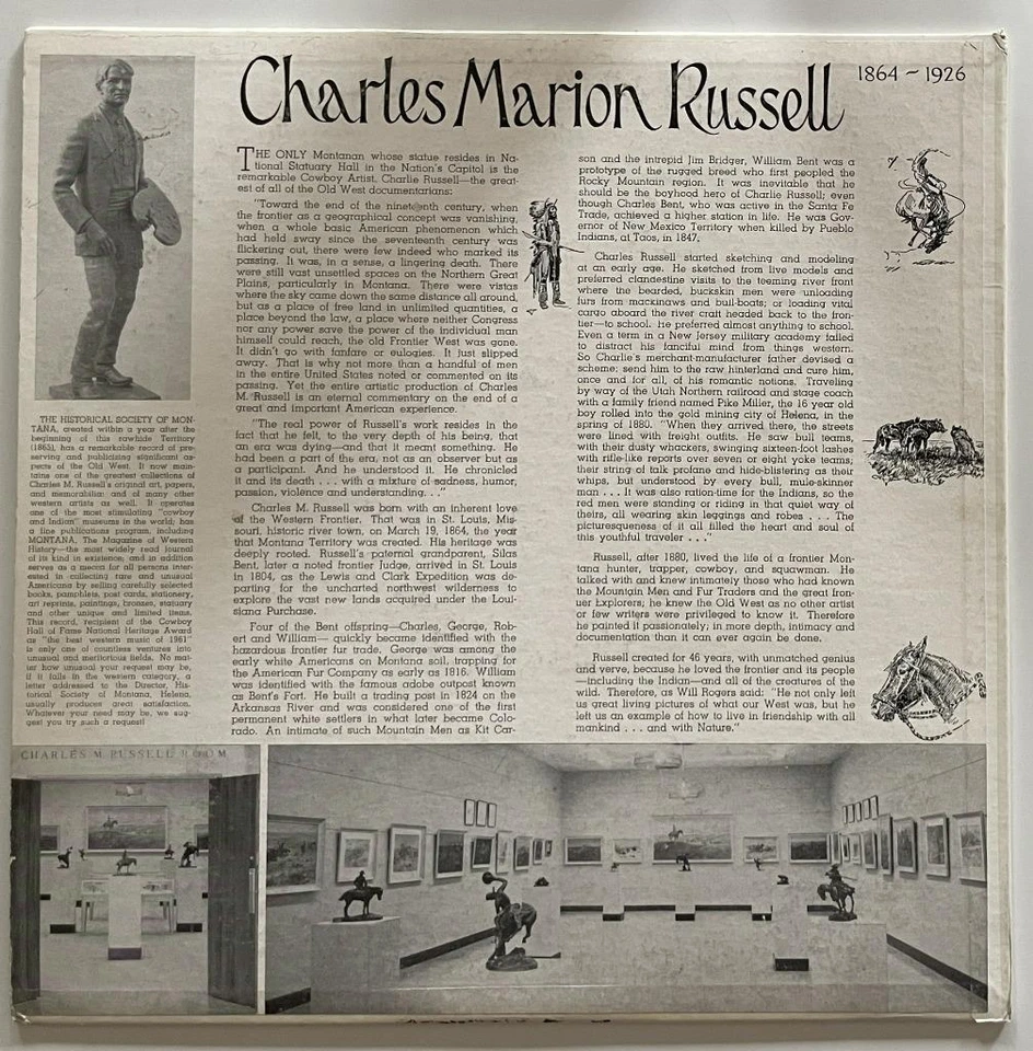 Cliff Carl The Montana Music of Charles M. Russell LP EX SRC Western Folk (1961) - Изображение 2 из 4