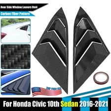 Side Air Vent Carbon fiber Window Louver Cover For Honda  Seden Civic 2016-2021 