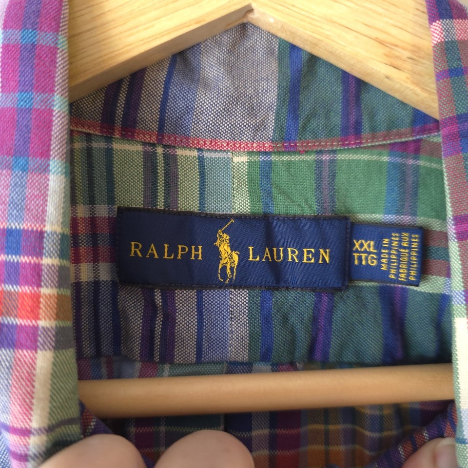 Ralph Lauren Plaid Shirt Men Size XXL Long Sleeve Casual Dress Office