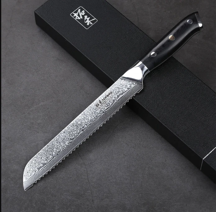 New Premium 8 inch Bread Knife Japanese VG10 Damascus Steel Kitchen chefs knives