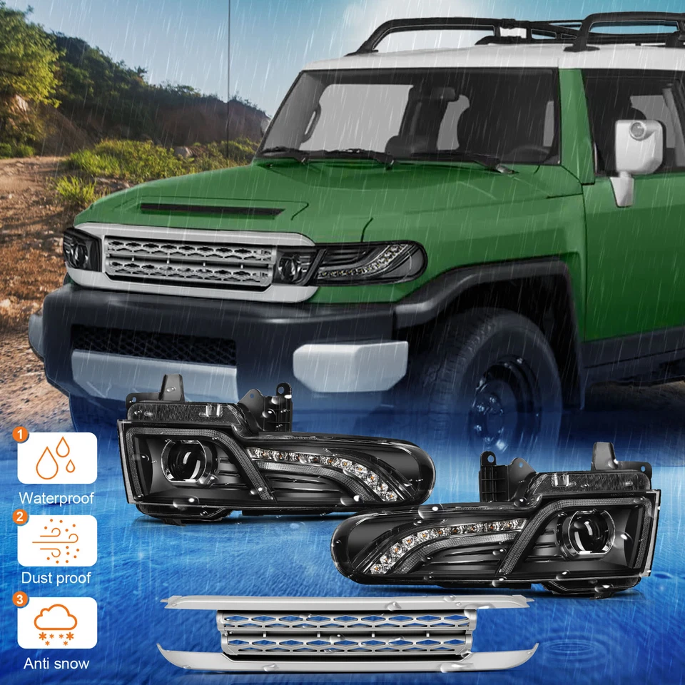 Proyector LED faros izquierdo derecho y con rejilla para Toyota FJ Cruiser 2007-2014 Foto 3 de 4