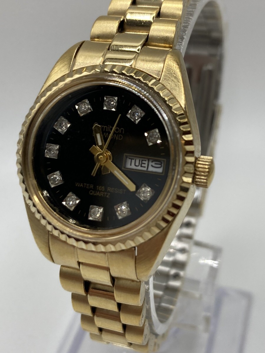 Women’s Armitron Two-Tone Watch Black Dial Diamond Accents Day/Date NWT Two Tone Women main image 3