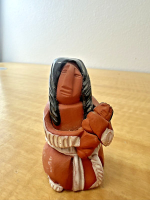 Keena Mohawk Native American Indigenous Art Sculpture- Signed Mother & Child