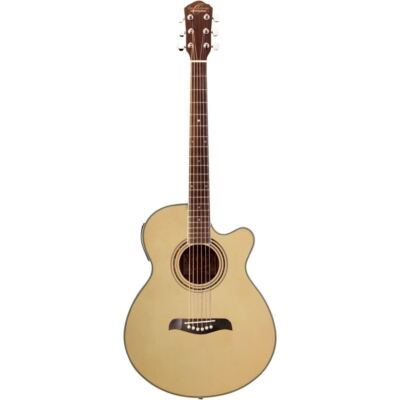 Oscar Schmidt OG10CE Concert Size Cutaway Acoustic Electric Guitar, Natural